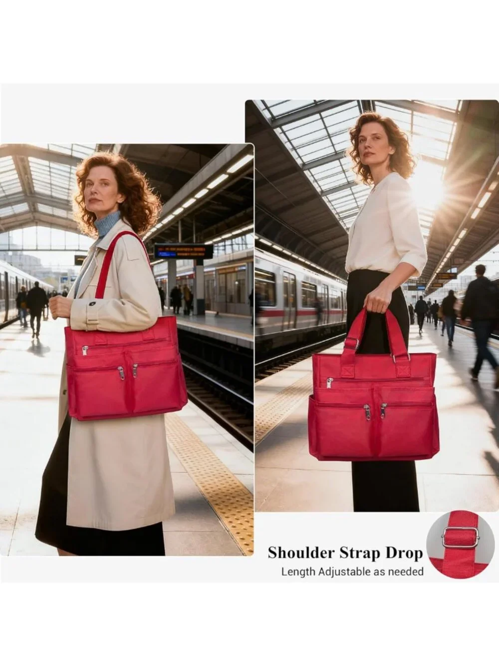 Waterproof Canvas Tote Bag | Multi-Pocket Shoulder Bag for Work & Travel